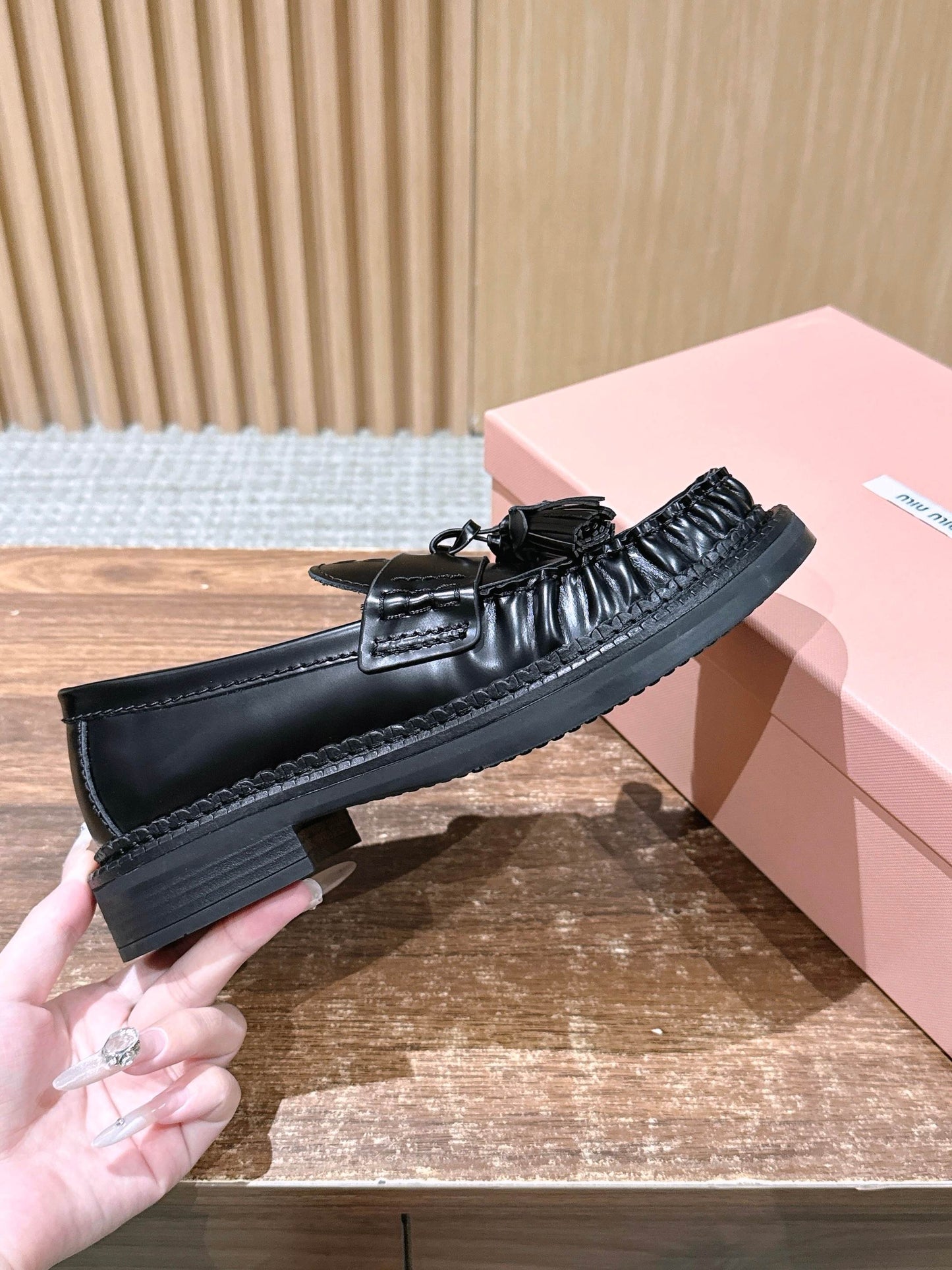 穆M家-25FW 流蘇樂福鞋 黑色