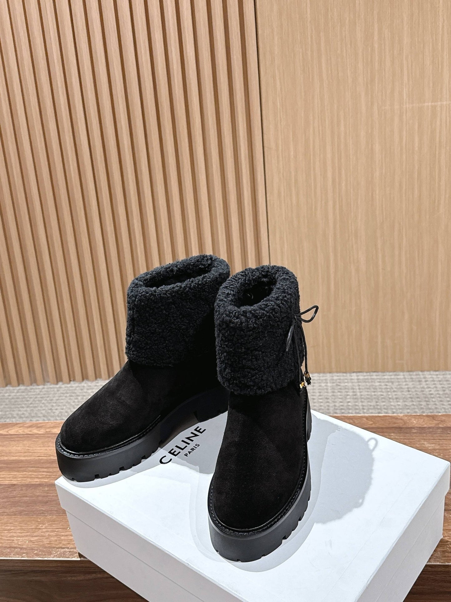 賽C家-拼接雪靴 黑色
