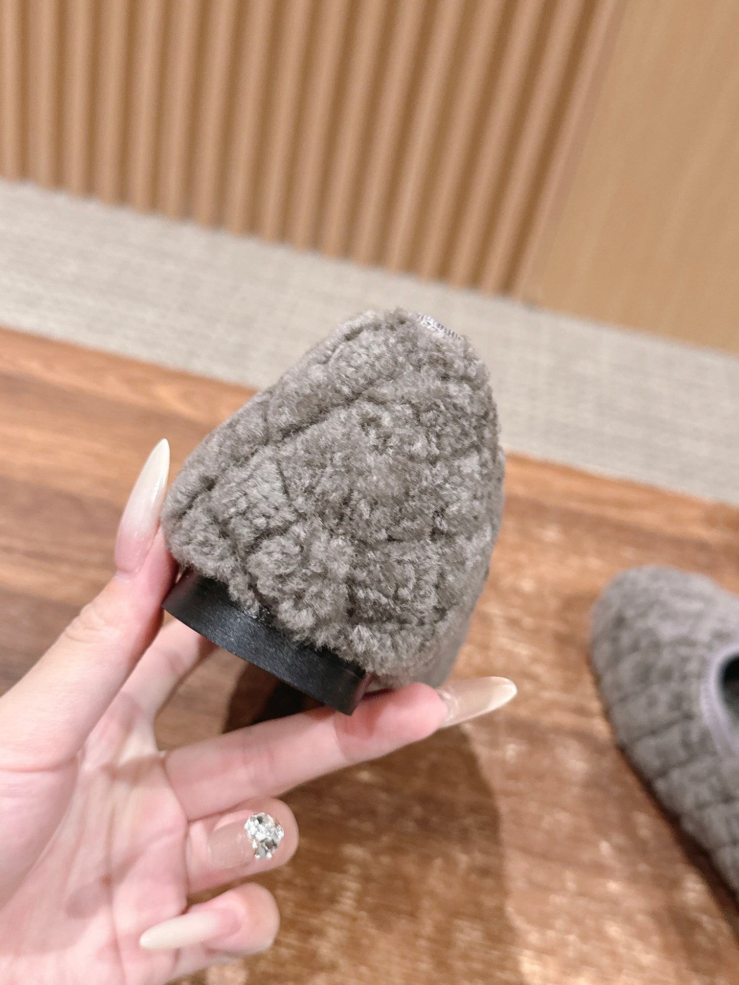 小香家-菱格毛絨瑪莉珍鞋 灰色