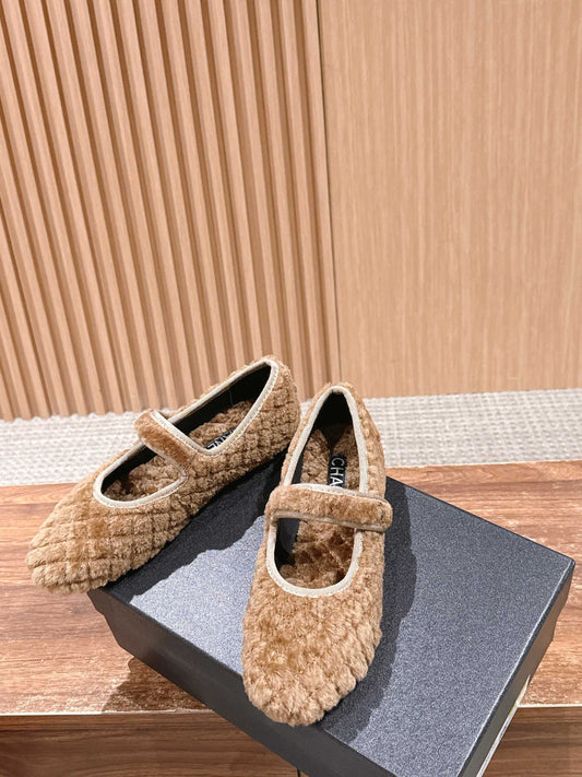 小香家-菱格毛絨瑪莉珍鞋 棕色