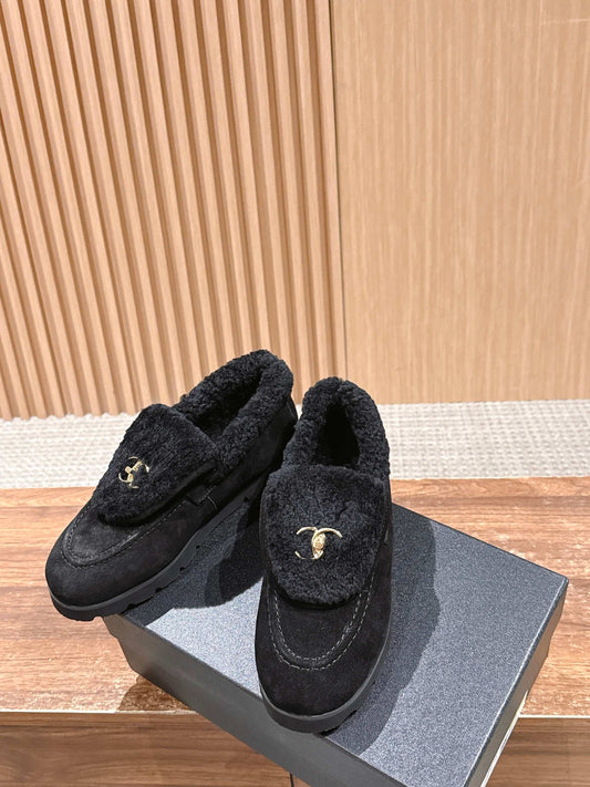 小香家-毛絨樂福鞋 黑色