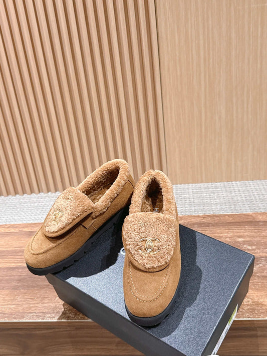小香家-毛絨樂福鞋 棕色
