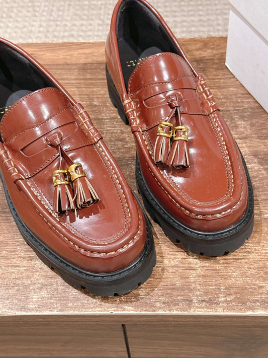 賽C家-流蘇厚底樂福鞋 紅棕色