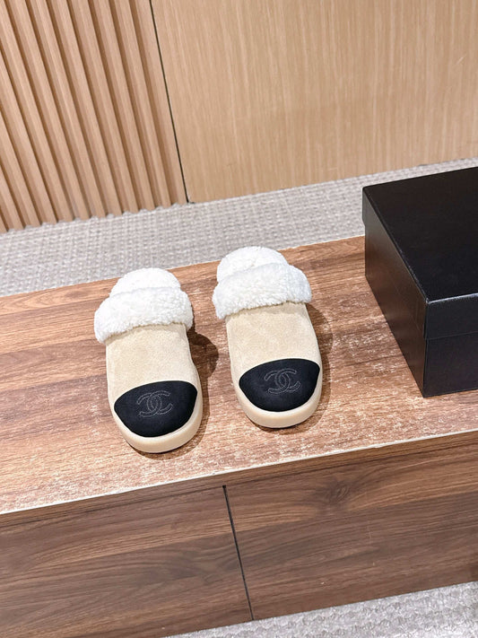 小香家-雙C羊絨半拖 米色