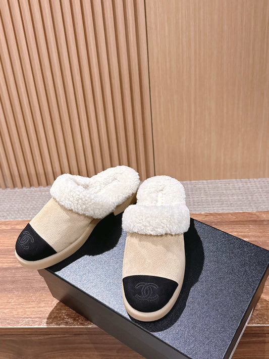 小香家-雙C羊絨半拖 米色