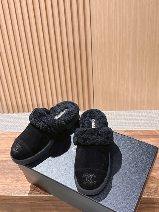 小香家-雙C羊絨半拖 黑色