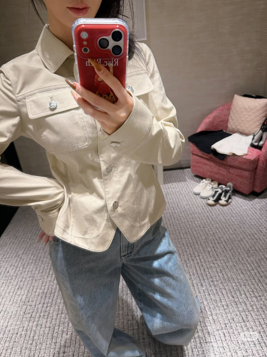 小香家-雙口袋工裝風牛仔外套裙褲套裝
