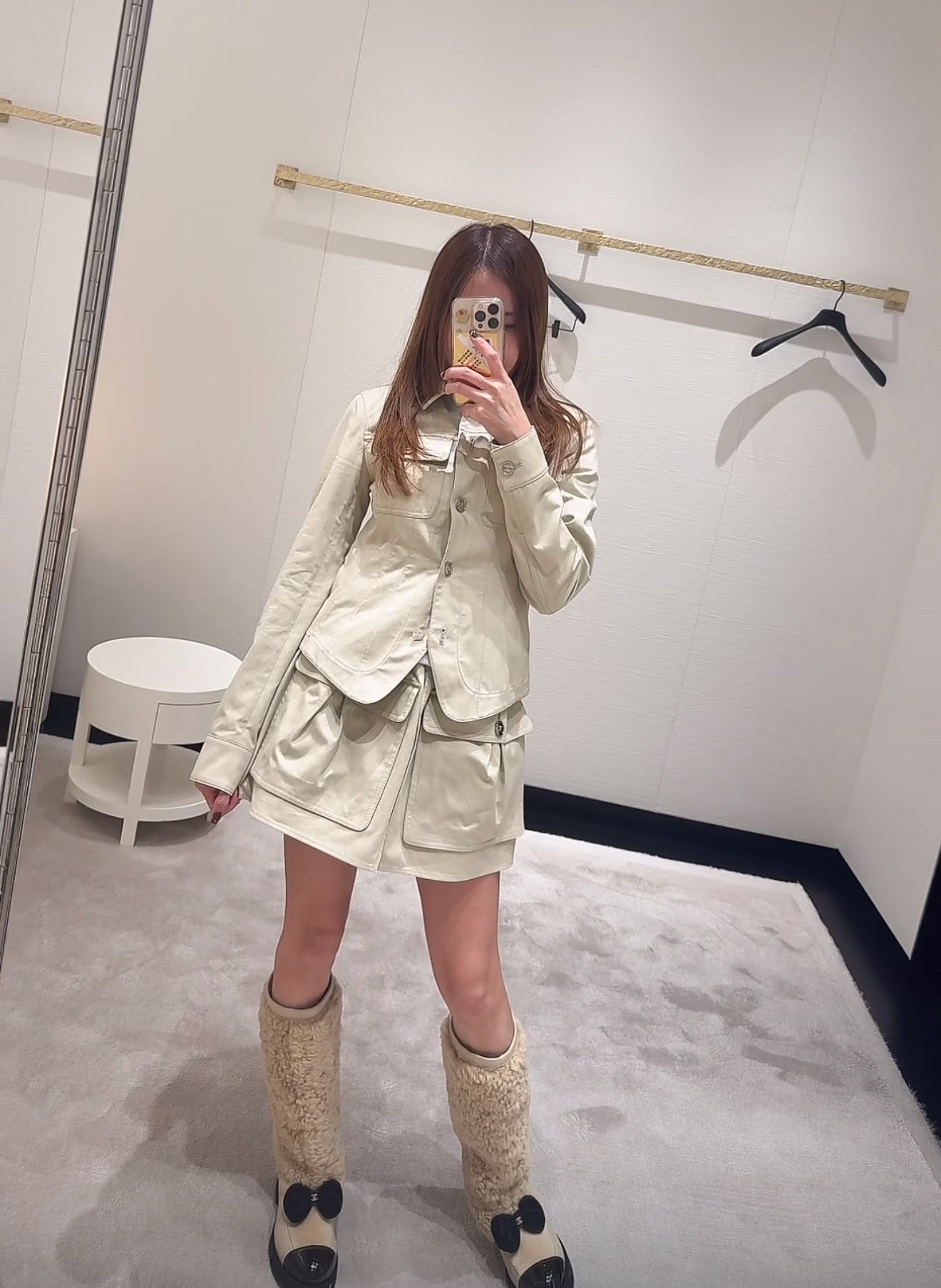 小香家-雙口袋工裝風牛仔外套裙褲套裝