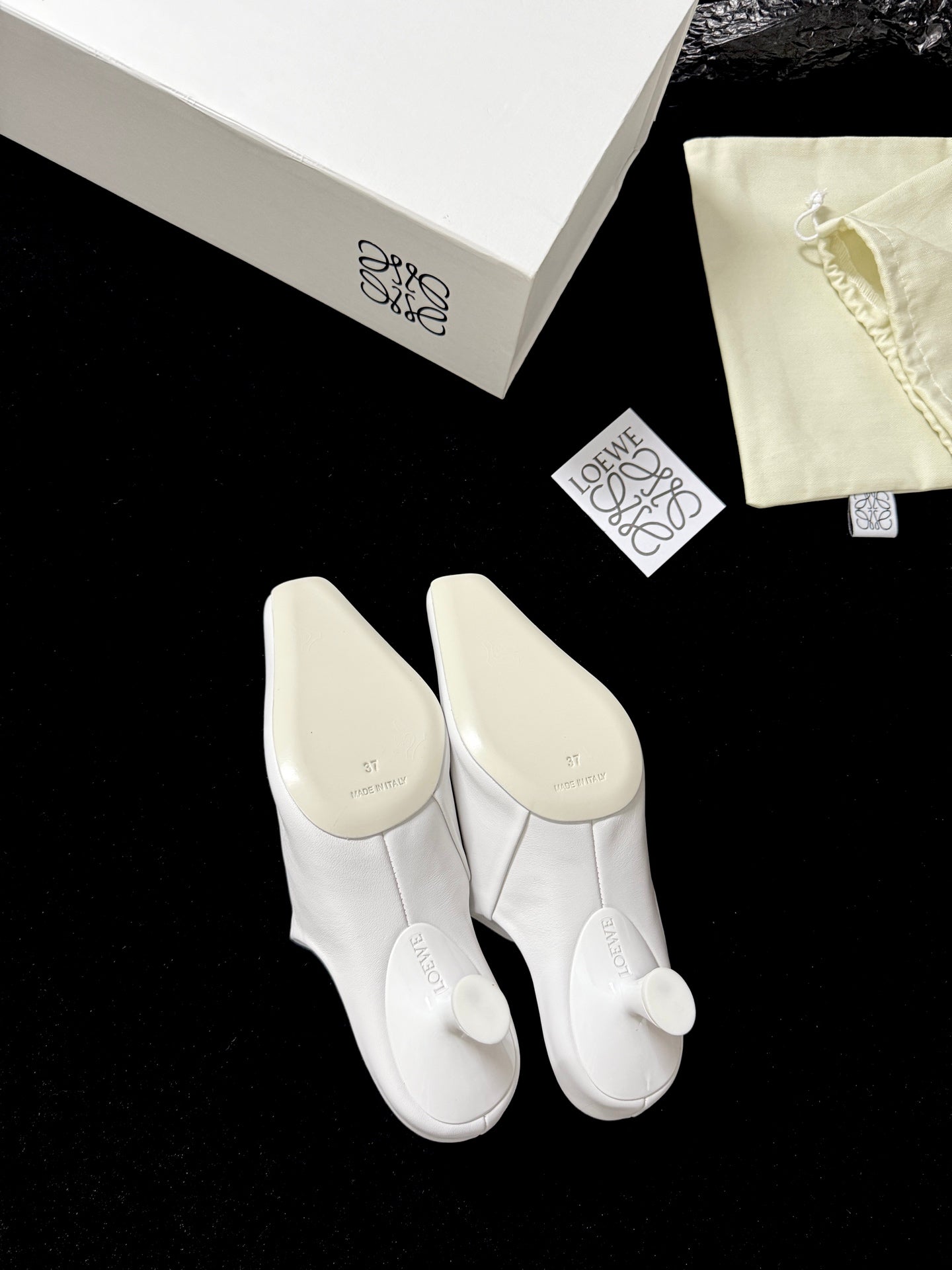 羅L威-260715尖頭小牛皮穆勒拖 白色