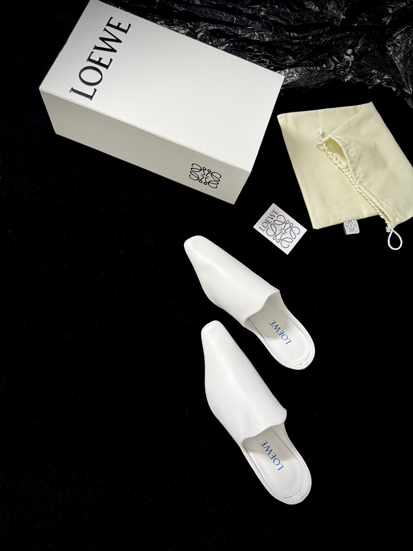 羅L威-260715尖頭小牛皮穆勒拖 白色