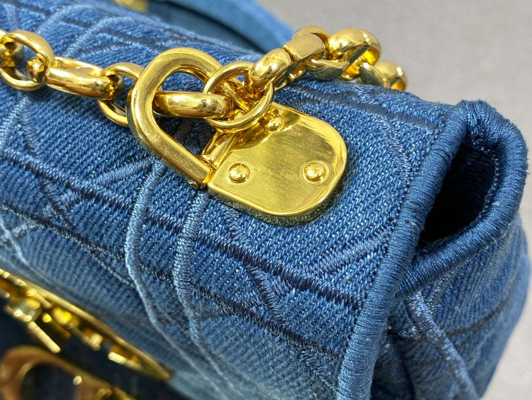 Dior Caro 小號20cm-牛仔藍