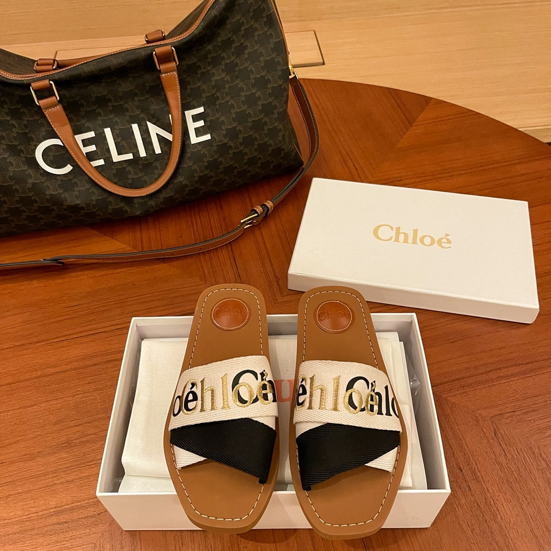Chloe鞋-Chloe Woody Logo 撞色 拖鞋