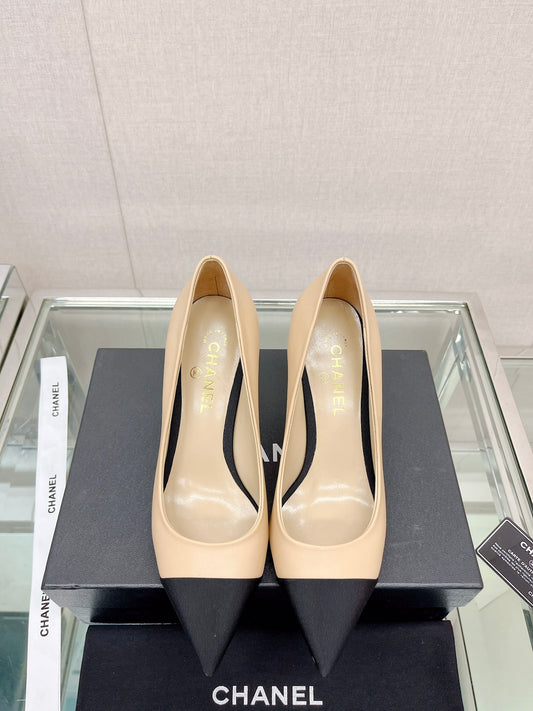 小香家-coco珍珠高跟鞋 8.5cm 杏色