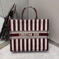 Dior Book Tote-大號41.5cm-酒紅色條紋