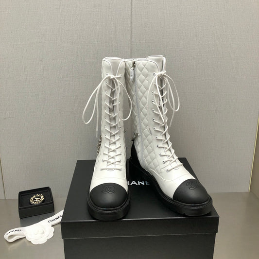 小香家-菱格紋羊皮繫帶靴(尺碼35-39,40、41訂製)