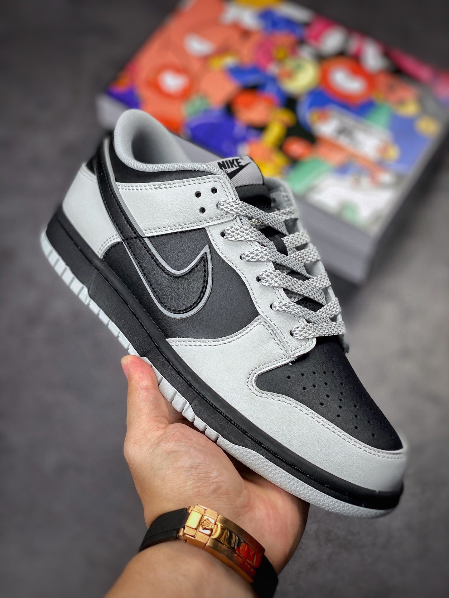 N1KE-Dunk Low 男女同款 灰貓反光