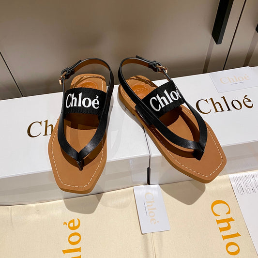 Chloe鞋-Chloe Woody Logo 涼鞋(黑)