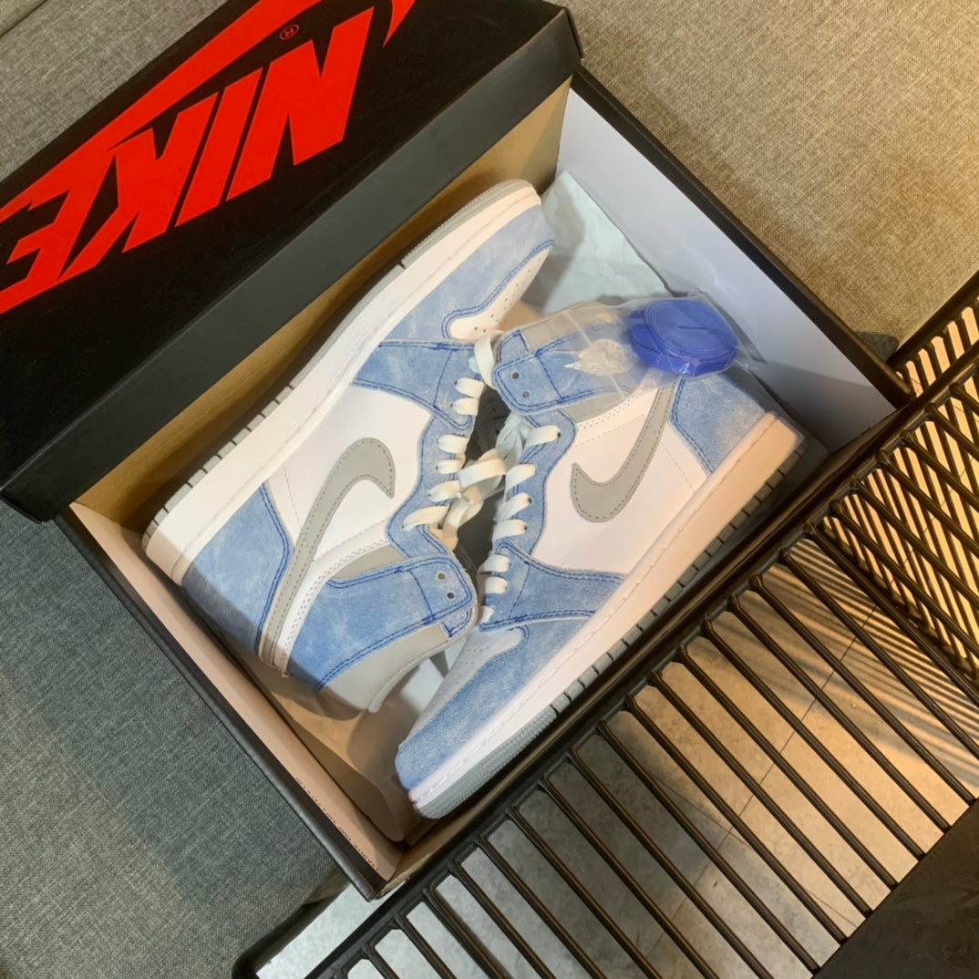 N1K- Air Jordan 1高筒板鞋 休閒鞋 水洗藍霧色