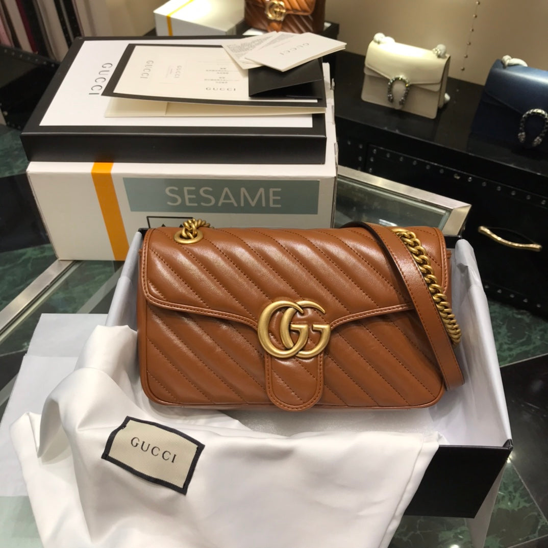 古G家-Marmont 中號焦糖色-26*15*7cm