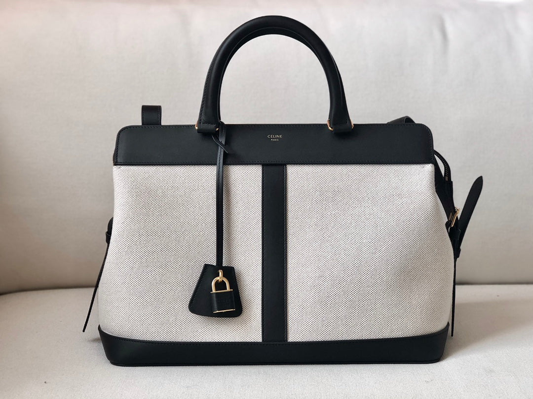 Celine Cabas de France 中號手袋-黑色布
