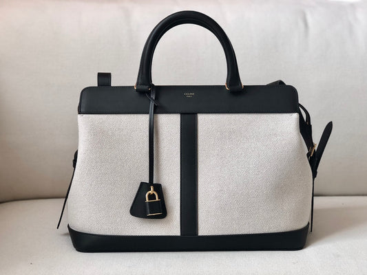Celine Cabas de France 中號手袋-黑色布