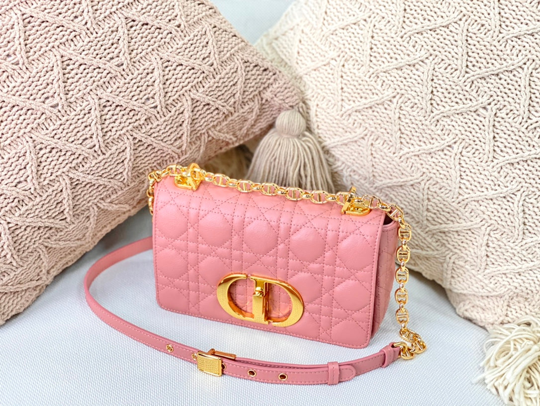 Dior Caro 小號20cm-粉色小牛皮
