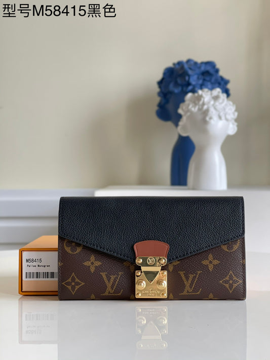 LV M58415 黑色老花 信封式Pallas錢夾