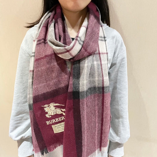 巴B家-水波紋經典羊絨格子圍巾 32*180cm