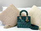 Dior Lady D-Lite黛妃包-天鵝絨刺繡綠色