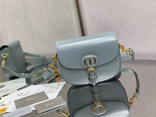 Dior Bobby-中號22cm-藍色牛皮