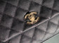 Chanel mini coco handle-黑色球紋牛皮-淡金扣