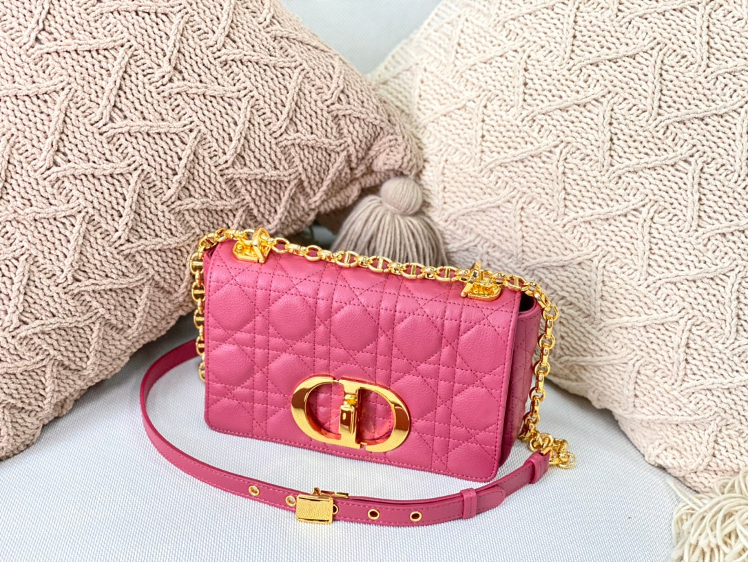 Dior Caro 小號20cm-玫紅小牛皮