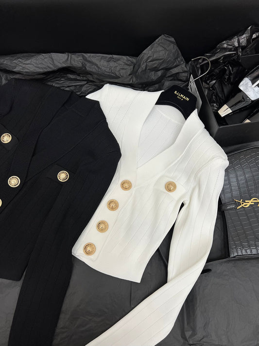 Balmain-22FW墊肩款針織開衫
