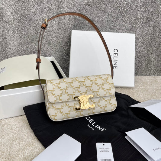 Celine TRIOMPHE 標誌印花牛皮革背包 腋下包