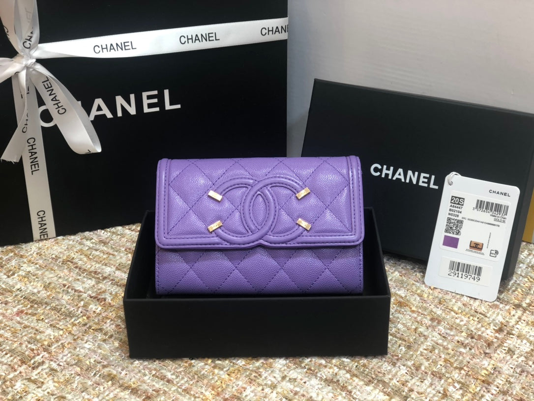 Chanel 復古CC荔枝牛皮-翻蓋中夾-復古五金