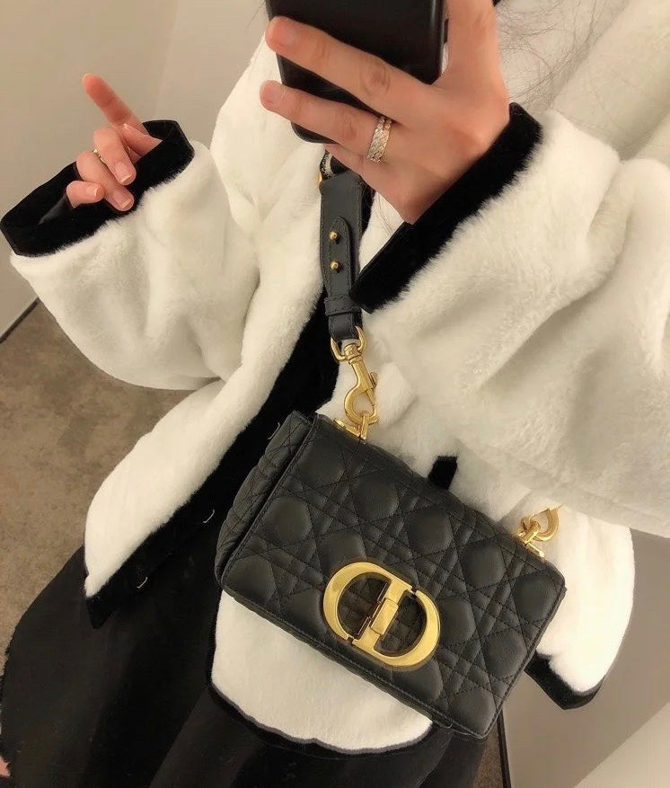Dior Caro 小號20cm-黑色小牛皮