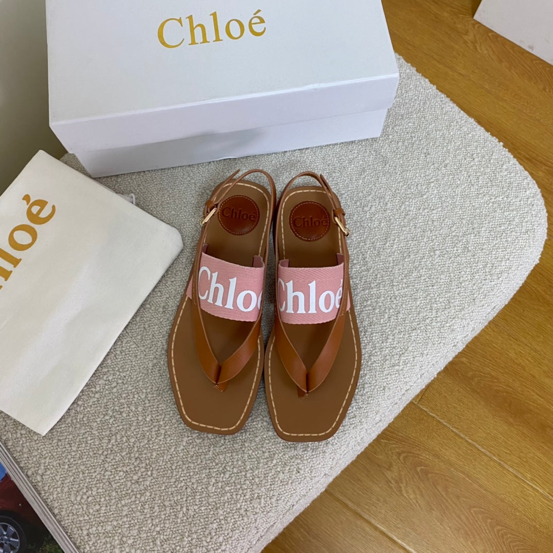 Chloe鞋-Chloe Woody Logo 涼鞋（粉）