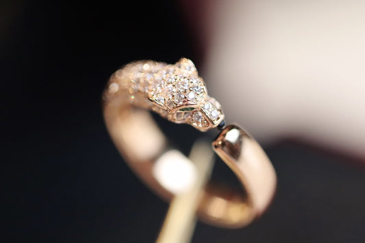 Cartier 美洲豹系列-玫瑰金半鑽-祖母綠