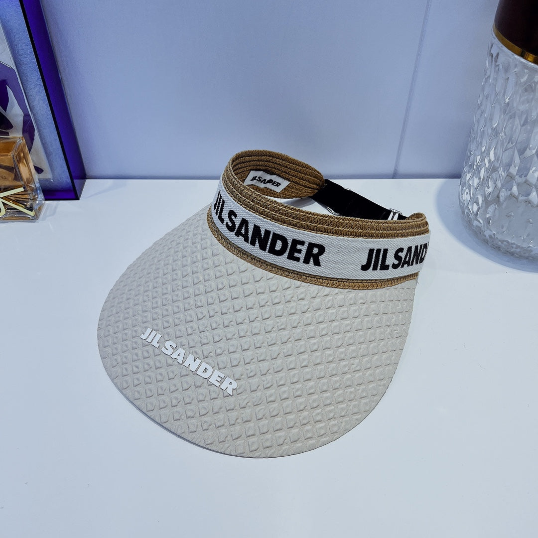 JIL SANDER 織帶拼接防曬帽