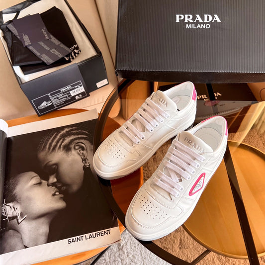 Prada鞋-Prada 粉色LOGO 小白鞋