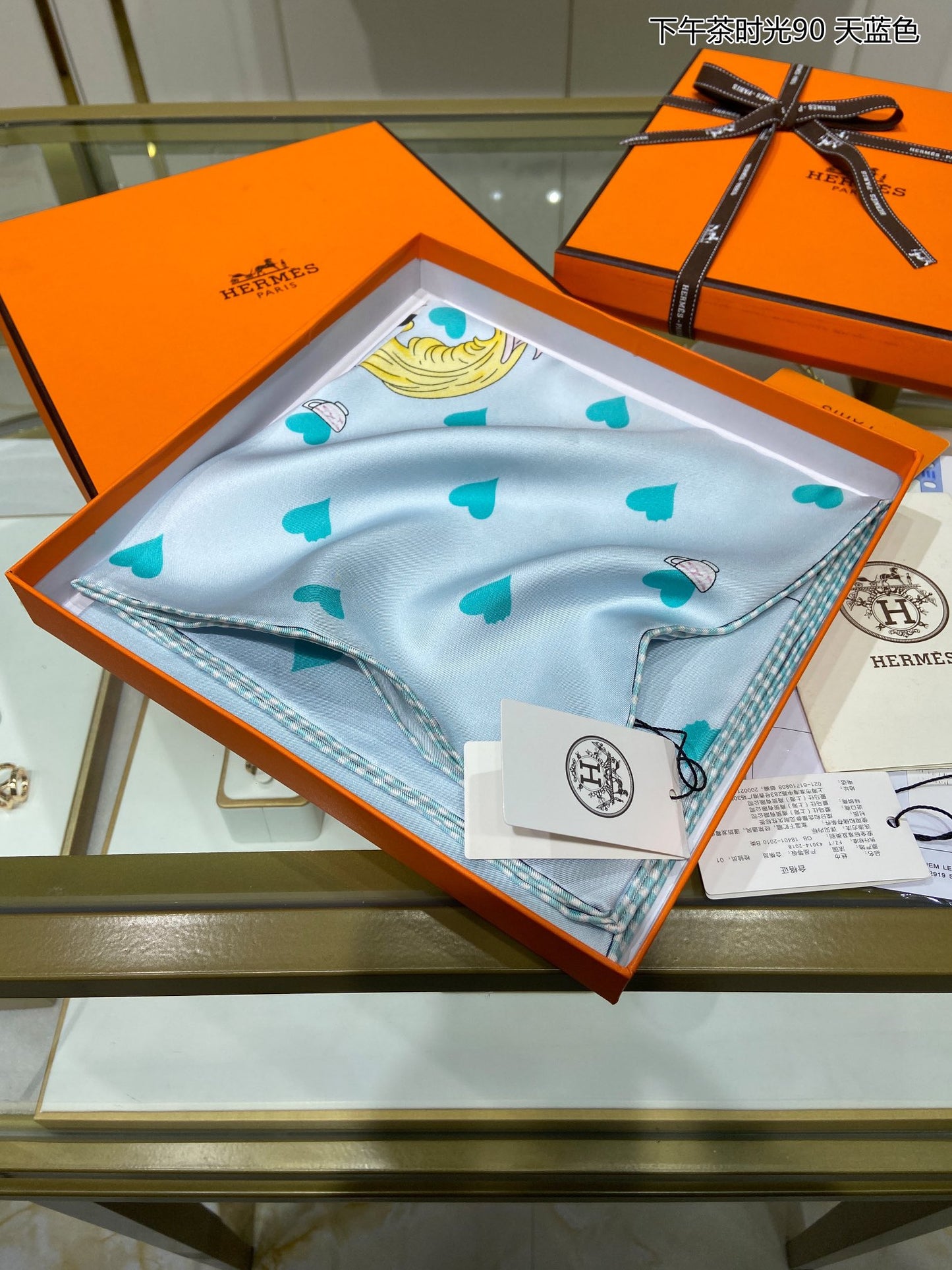 小愛款-愛馬仕下午茶時光圓章 90cm真絲方巾