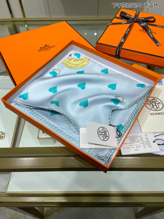小愛款-愛馬仕下午茶時光圓章 90cm真絲方巾