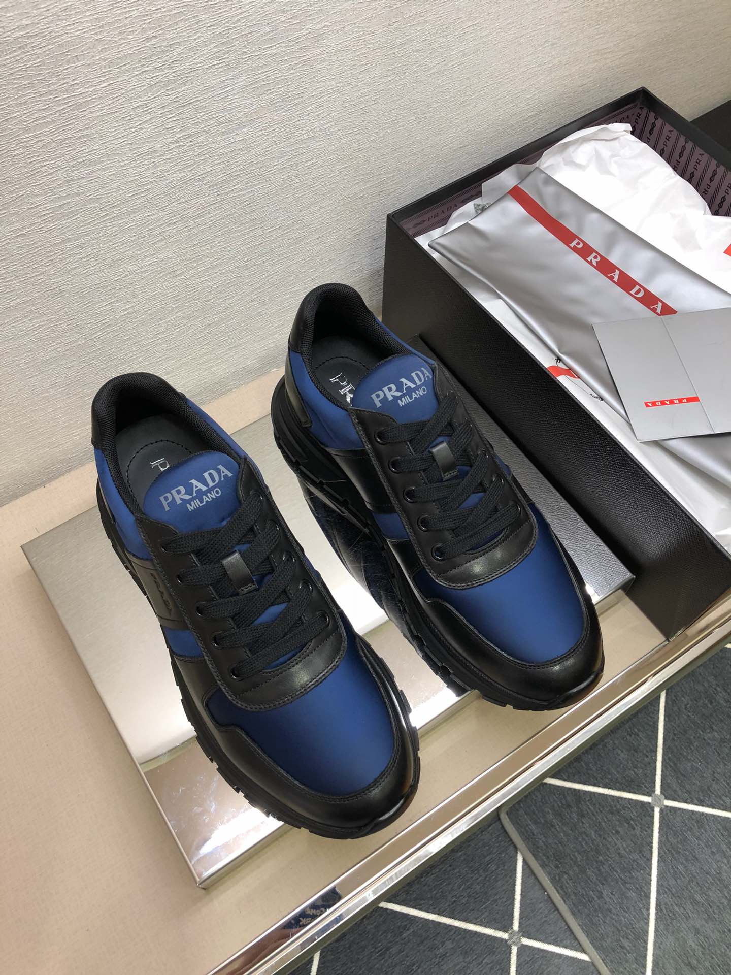Pra-小牛皮 休閒運動鞋 藍色