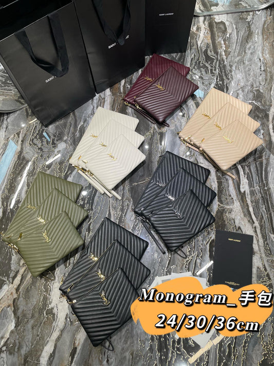 YSL Monogram手拿包全尺寸色號集合圖