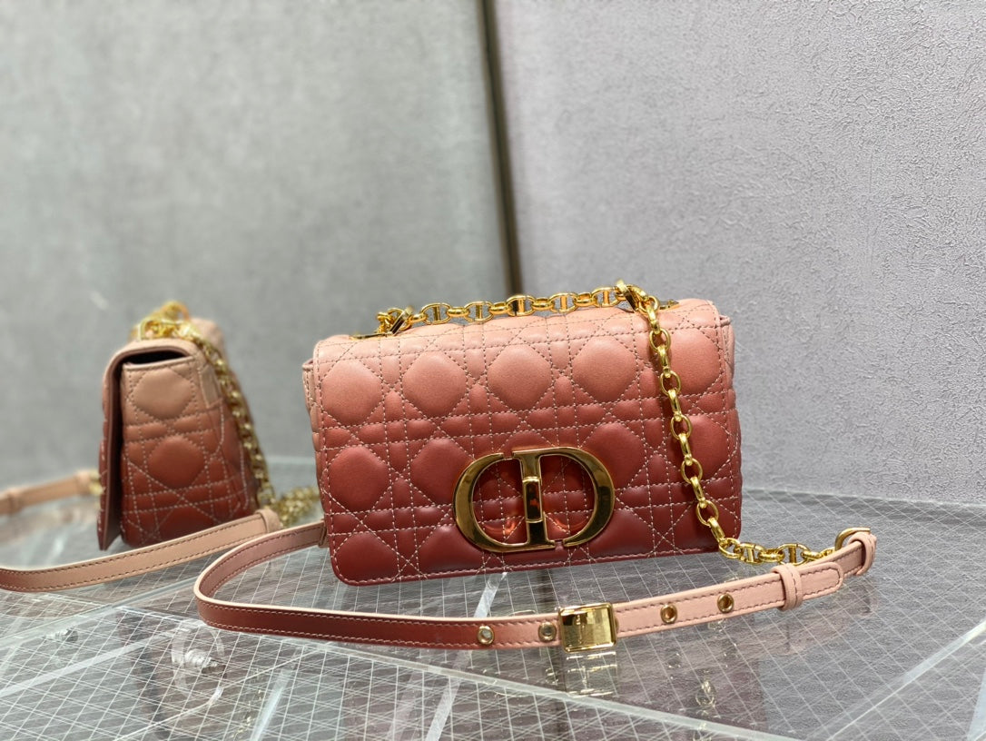 Dior Caro 大號28cm-漸變粉小牛皮
