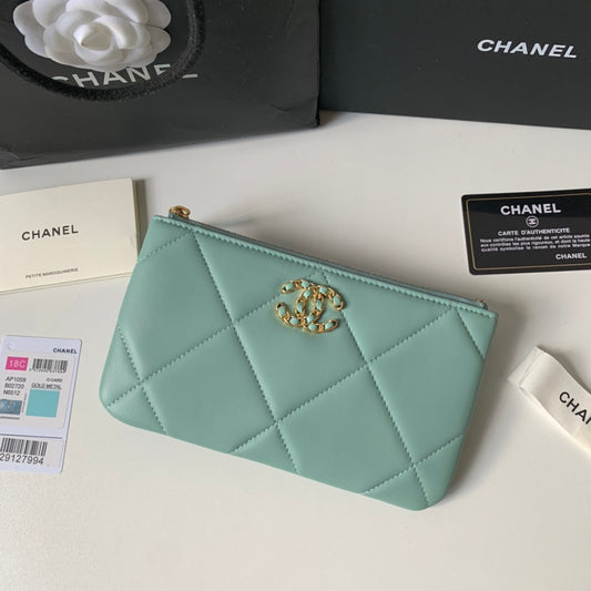 CHANEL 19系列小羊皮大格子零錢包