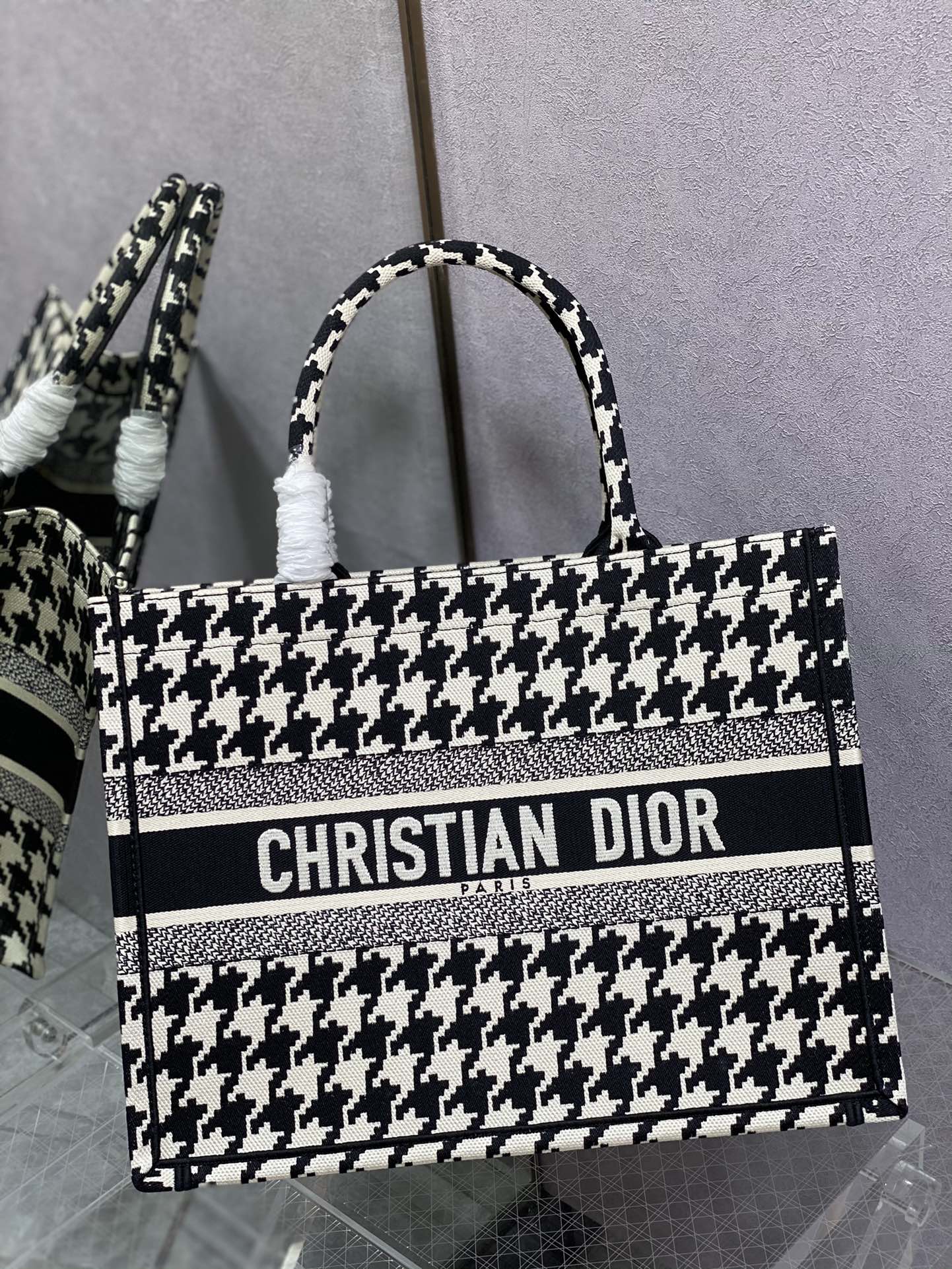 Dior Book Tote-小號36.5cm-黑色千鳥格