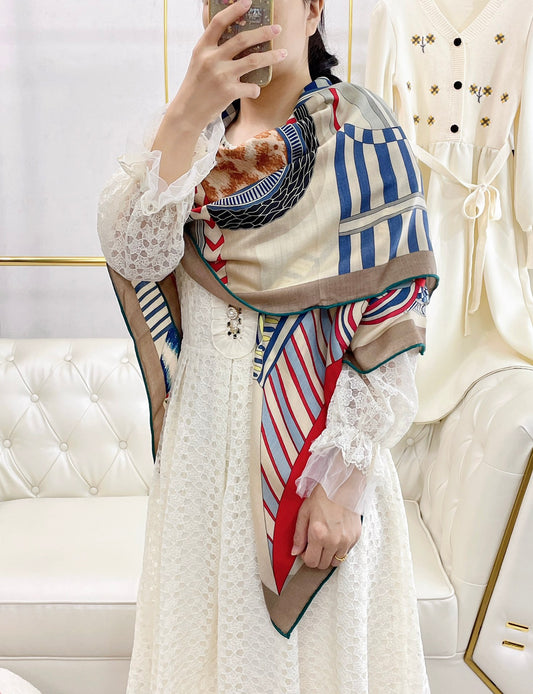 小愛款-幻想中的馬鞍方形圍巾 140*140cm 70%山羊絨+30%真絲