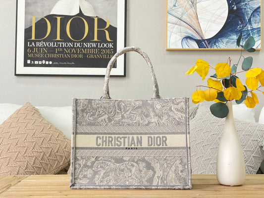 Dior Book Tote-小號36.5cm-灰色老虎