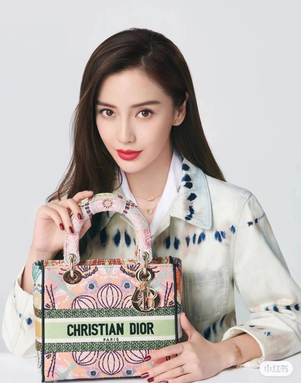Dior Lady D-Lite手袋-24cm-多色花朵